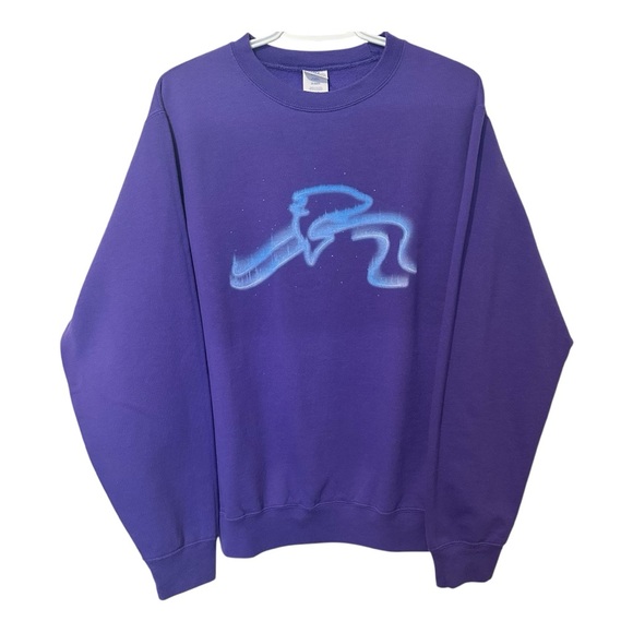 Vintage Sweaters - Dolphin Northern Lights Aurora Borealis Purple Graphic Crewneck Sweater Medium